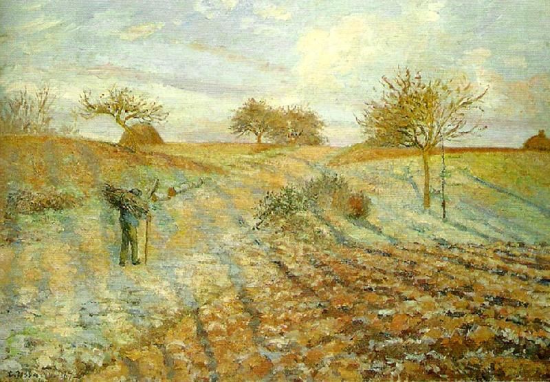 hoarfrost the old road to ennery, Camille Pissarro